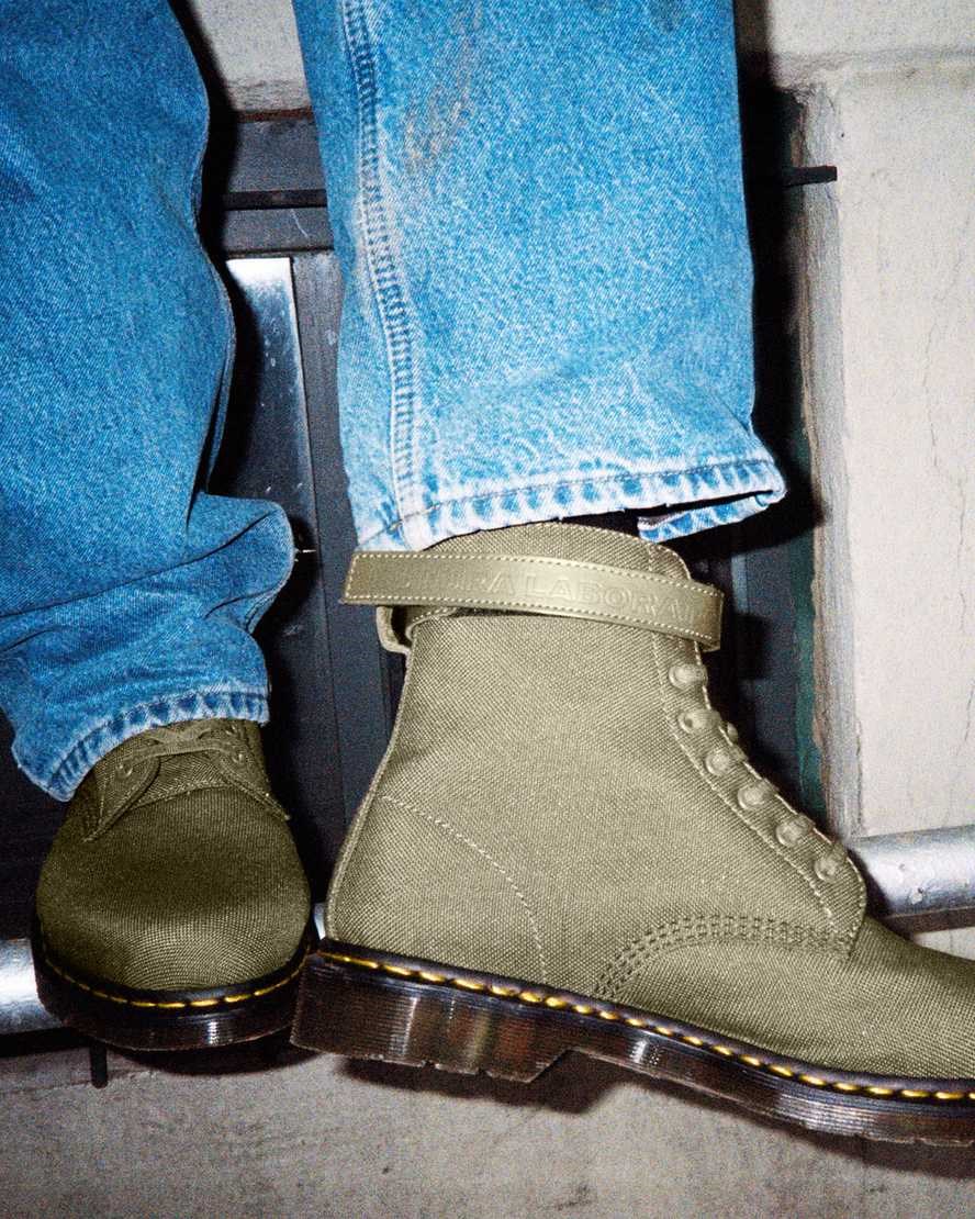 Dr martens store green canvas boots